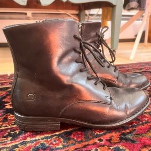 Born Black Leather Lace-up Boots